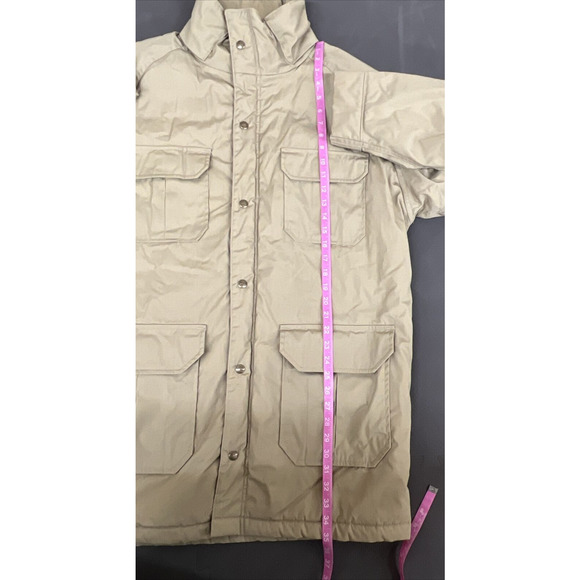 Vintage Woolrich Jacket Mens Large Long Beige Puffer Lined Parka Made in USA FS - Picture 8 of 10